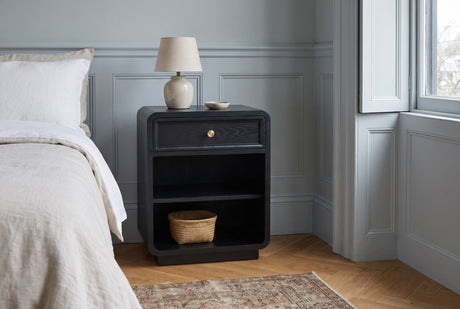 Oliena Black Rounded 1-Drawer Nightstand