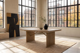Olivadi 72-90-Inch Rectangular Extending Oak Veneer Dining Table in a city loft