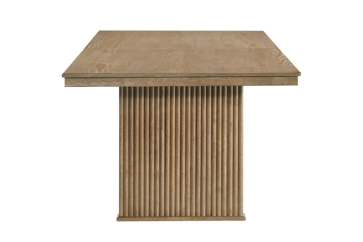 Olivadi 72-90-Inch Rectangular Extending Oak Veneer Dining Table, side view
