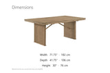 Olivadi 72-90-Inch Rectangular Extending Oak Veneer Dining Table dimensions