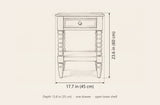 Orani nightstand dimensions: 17.7 in wide, 23.6 in high, 13.8 in deep
