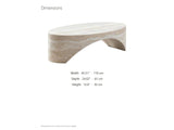 Orbetello Faux Travertine Oval Arch Coffee Table dimensions: 43.31 in wide, 24.02 in deep, 12.6 in high