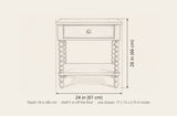 Orgosolo nightstand dimensions: 24 in wide, 26 in high, 18 in deep