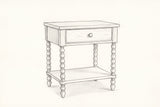 Pencil sketch of the Orgosolo nightstand, drawn from the same three-quarter view