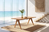 Oriolo 63-Inch Rectangular Solid Wood Dining Table in an oceanfront glass house