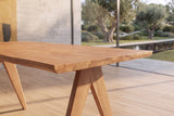 Close-up of the Oriolo 63-Inch Rectangular Solid Wood Dining Table: apex