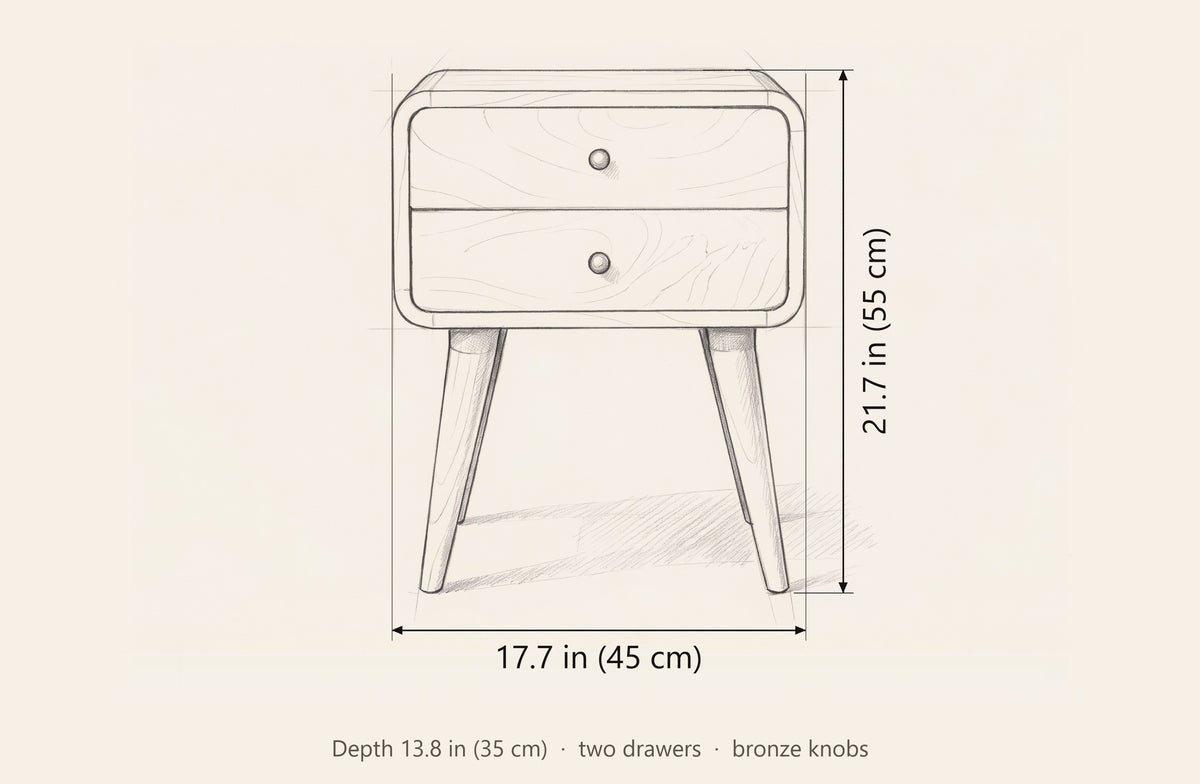 Oristano nightstand dimensions: 17.7 in wide, 21.7 in high, 13.8 in deep