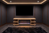 Ortisei Oak Fireplace Media Console in a private home theater