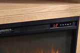 Ortisei Oak Fireplace Media Console: the insert's touch control strip with LED readout and five icons, level, timer, heat, flame, power