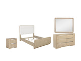 Osimo Light Elm Upholstered Bedroom Set: What's included