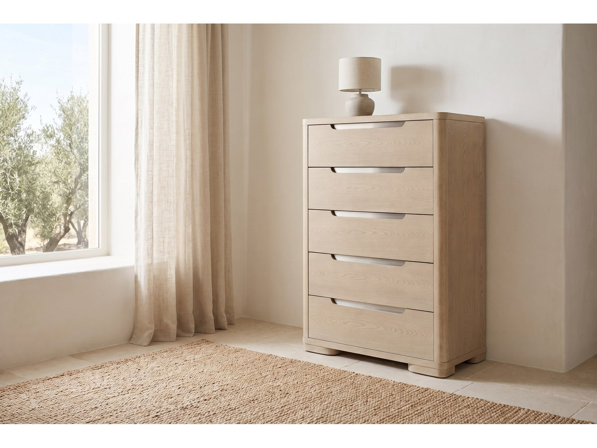 Osimo Light Elm Upholstered Bedroom Set: chest