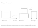 Osimo Light Elm Upholstered Bedroom Set: Dimensions