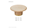 Ovada 35-Inch Round Sintered Stone and Wood Veneer Coffee Table dimensions: 35.4 in wide, 35.4 in deep, 15.2 in high