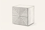 Pencil sketch of the Ozieri nightstand, drawn from the same three-quarter view
