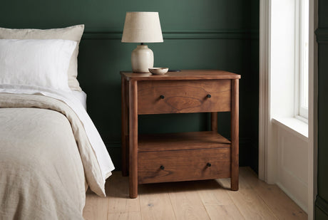 Palau Solid Neem 2-Drawer Nightstand with Wireless Charging