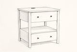 Pencil sketch of the Palau nightstand, drawn from the same three-quarter view