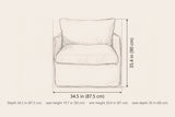 Palazzolo club chair dimensions: 34.5 in wide, 35.4 in high, 34.5 in deep