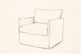 Pencil sketch of the Palazzolo club chair, three-quarter view