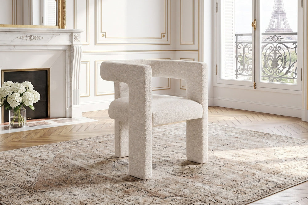 Palermiti Three-Leg Boucle Dining Chair in a Paris salon