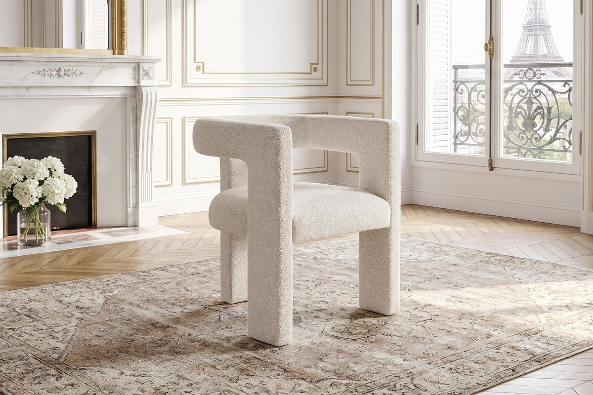 Palermiti Three-Leg Boucle Dining Chair in a Paris salon