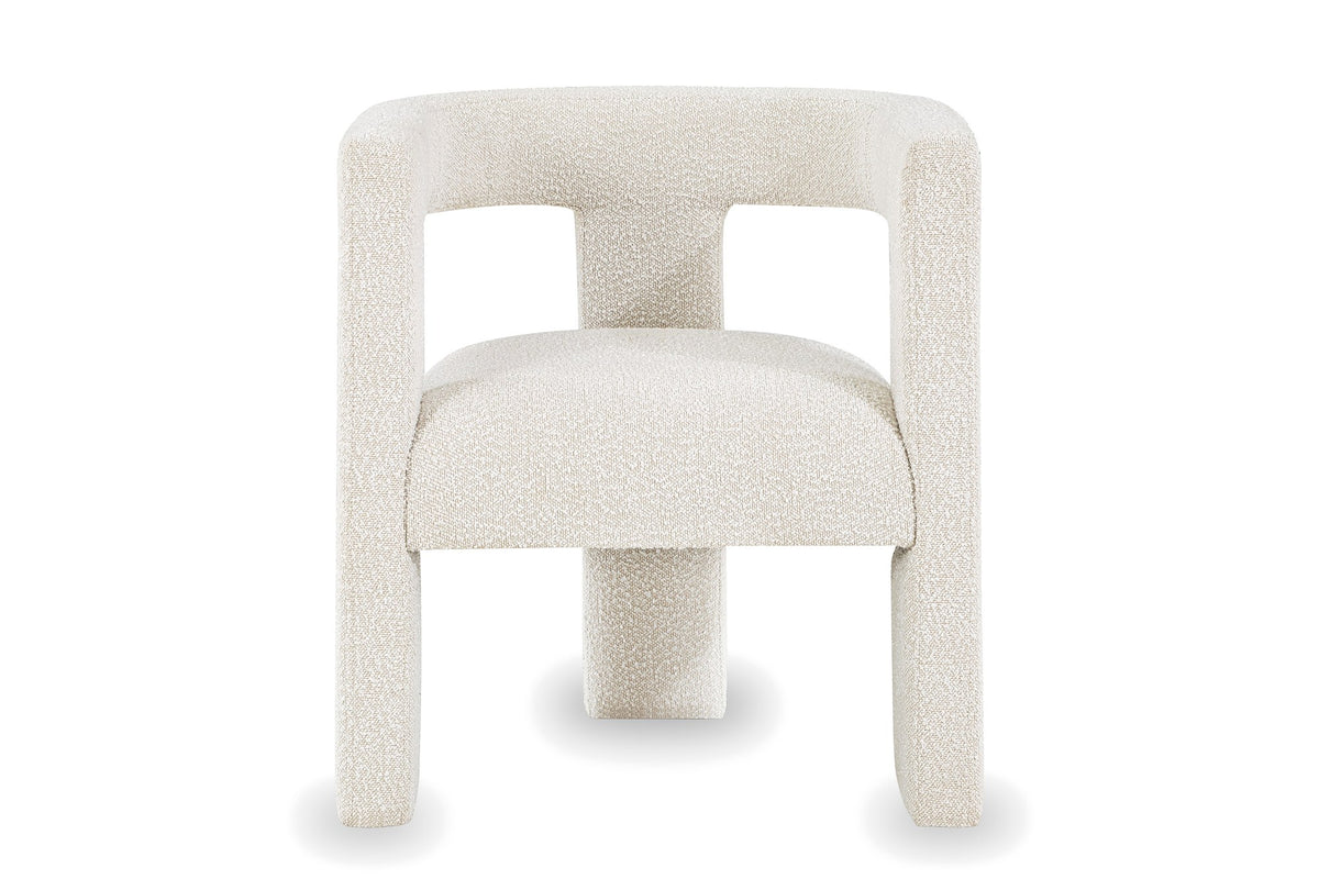 Palermiti Three-Leg Boucle Dining Chair, front view