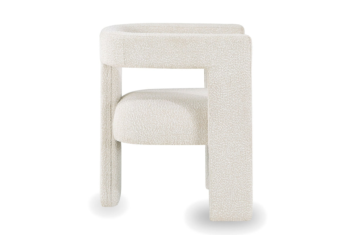 Palermiti Three-Leg Boucle Dining Chair, side view