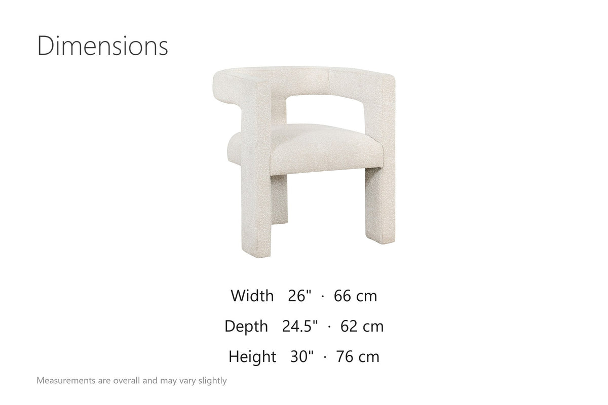 Palermiti Three-Leg Boucle Dining Chair dimensions