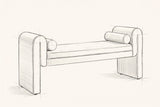 Pencil sketch of the Panicale bench, drawn from the same three-quarter view