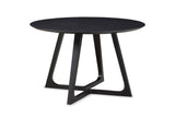 Paola 47.5-Inch Round Black Ash Dining Table on a white background