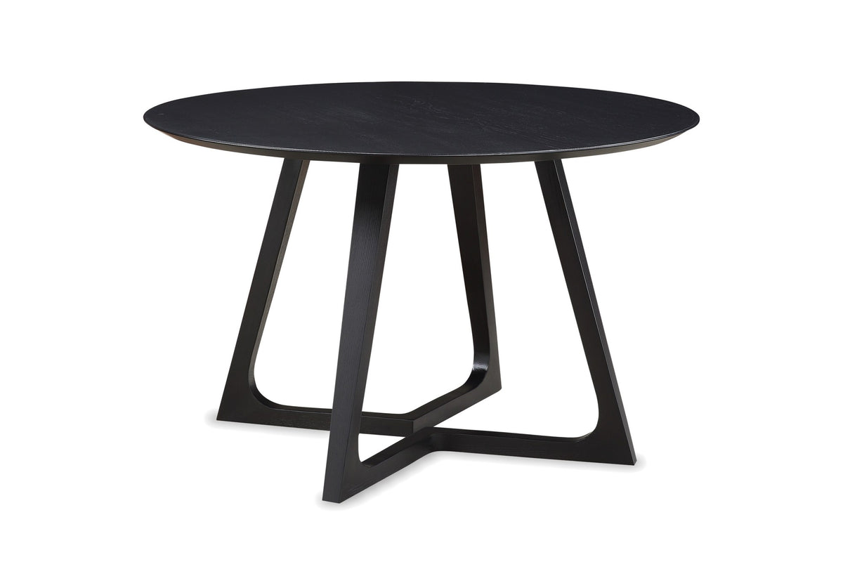 Paola 47.5-Inch Round Black Ash Dining Table on a white background