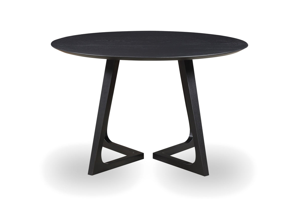 Paola 47.5-Inch Round Black Ash Dining Table, front view