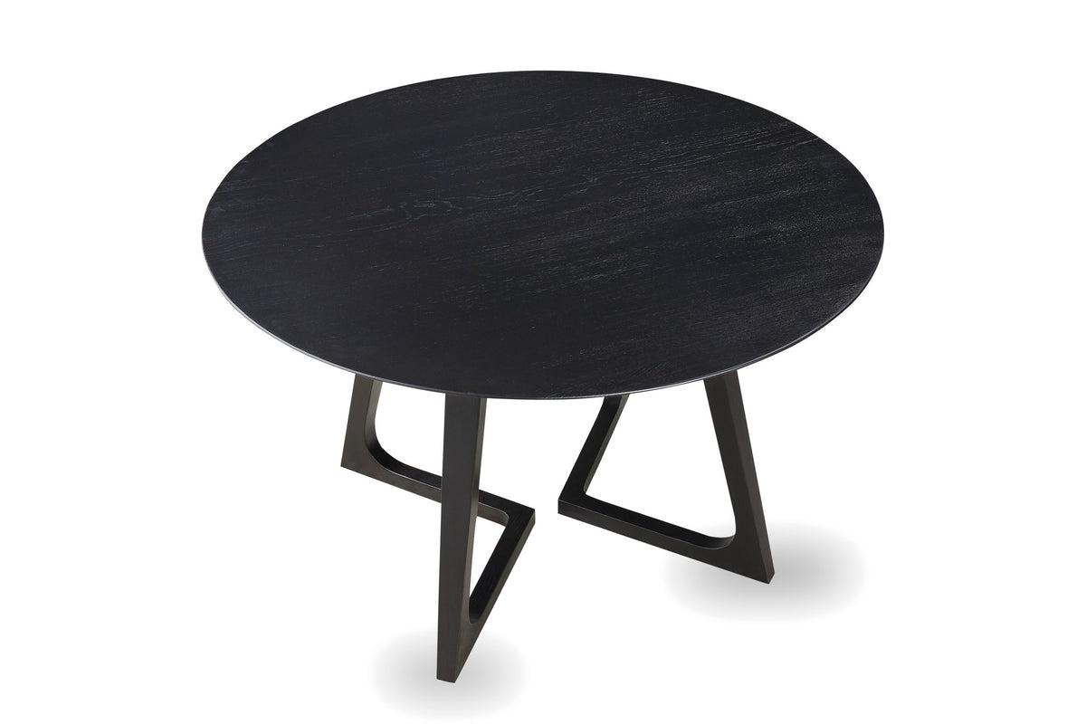 Paola 47.5-Inch Round Black Ash Dining Table, side view