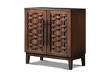 Pedace 35-Inch 2-Door Reclaimed Pine Woven-Front Cabinet on a white background