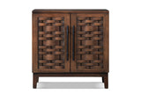 Pedace 35-Inch 2-Door Reclaimed Pine Woven-Front Cabinet, front view