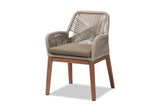 Pentone Woven Rope and Mahogany Dining Arm Chair on a white background