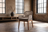 Pentone Woven Rope and Mahogany Dining Arm Chair in a city loft