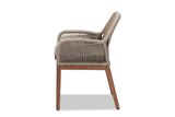 Pentone Woven Rope and Mahogany Dining Arm Chair, side view
