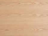 Close-up of the Pesaro Ash Veneer Fluted Pedestal Coffee Table: the natural ash veneer grain of the top