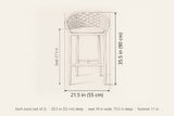 Petralia counter stool dimensions: each stool 21.5 in wide, 35.5 in high, seat 27.5 in, 20.5 in deep