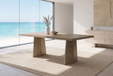Petrizzi 84-Inch Rectangular White Oak Veneer Dining Table in an oceanfront glass house