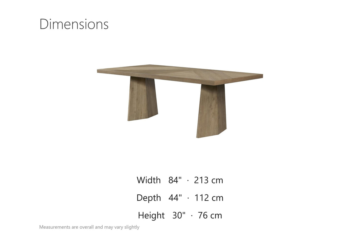 Petrizzi 84-Inch Rectangular White Oak Veneer Dining Table dimensions
