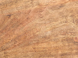 Close-up of the Petroio Fluted Mango Mushroom Side Table: the natural mango grain of the round top