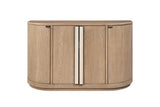 Pietrafitta 54-Inch 4-Door Rounded Oak Veneer Server with Stone Pulls, front view
