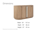 Pietrafitta 54-Inch 4-Door Rounded Oak Veneer Server with Stone Pulls dimensions