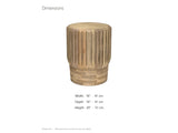 Pievepelago Natural Mango Fluted Drum Side Table dimensions: 16.0 in wide, 16.0 in deep, 20.0 in high
