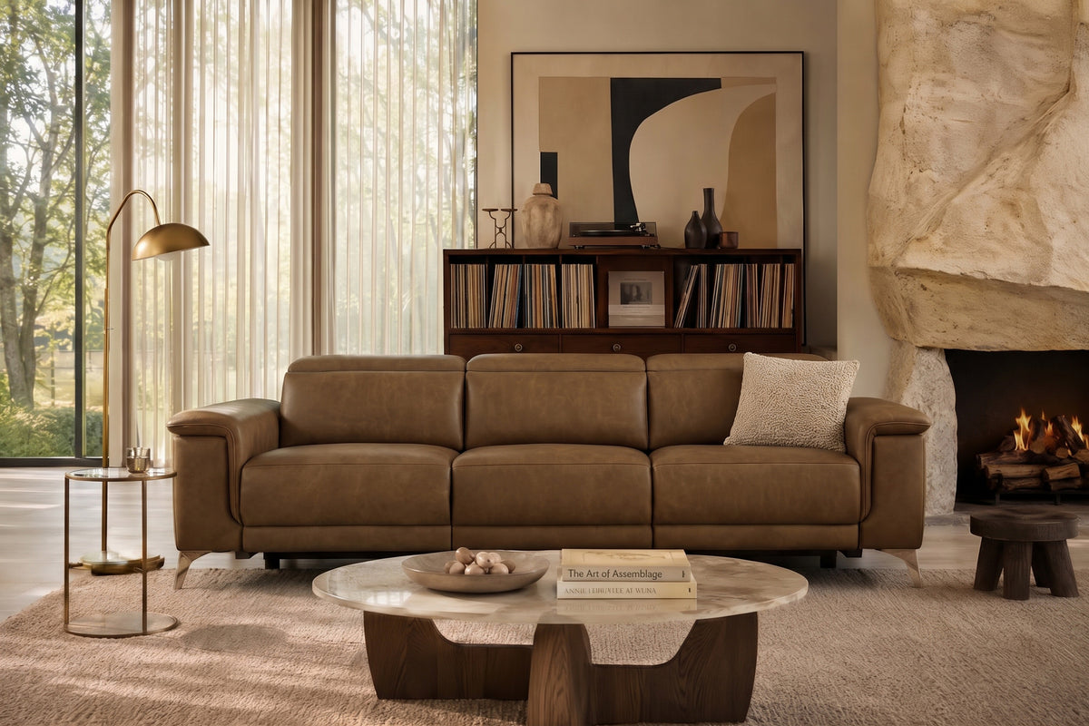 Valencia Pista Distressed Leather Reclining Sofa