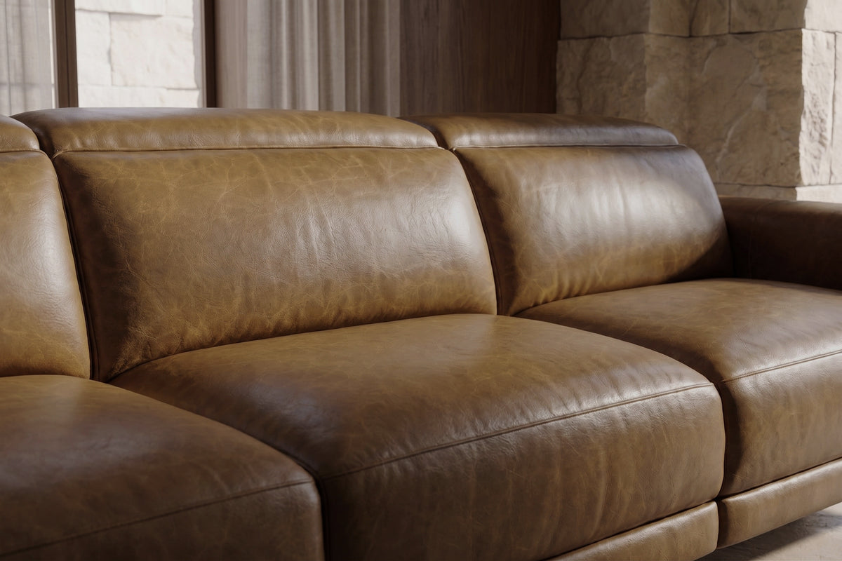 Valencia Pista Distressed Leather Reclining Sofa