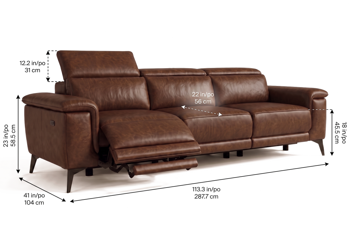 Valencia Pista Distressed Leather Reclining Sofa