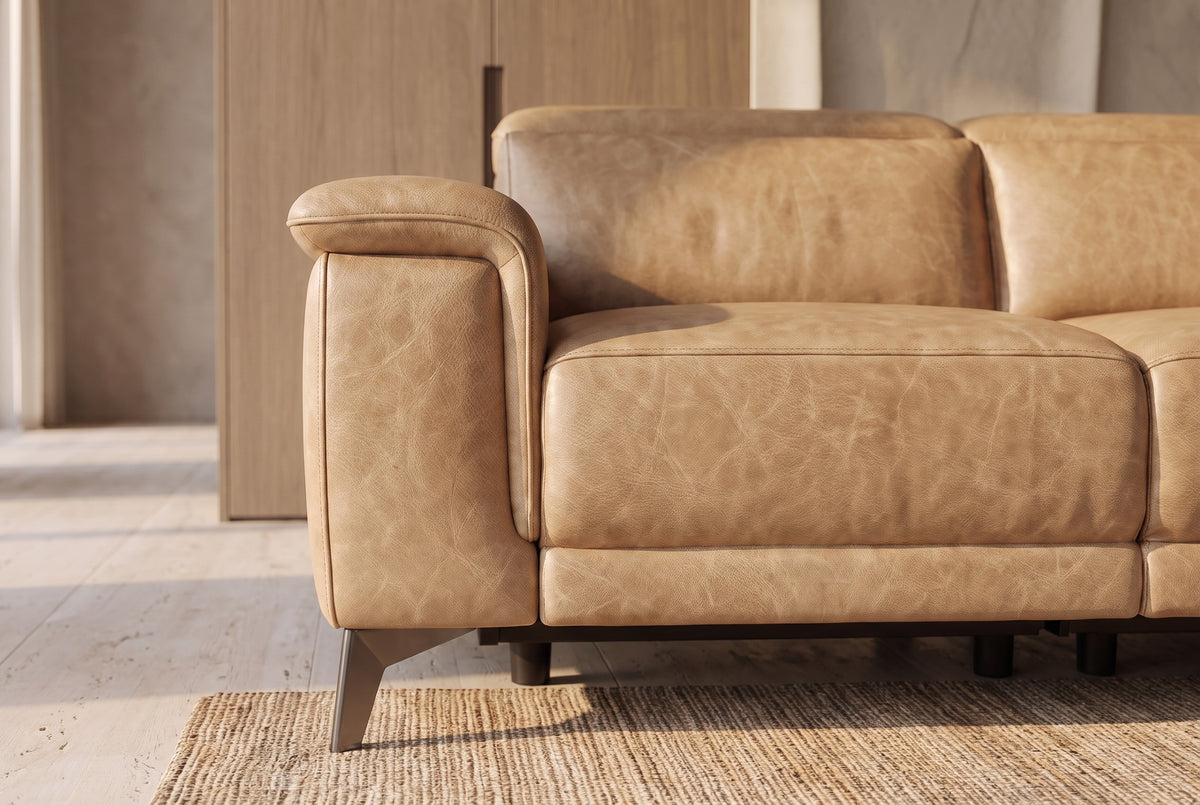 Valencia Pista Distressed Leather Reclining Sofa