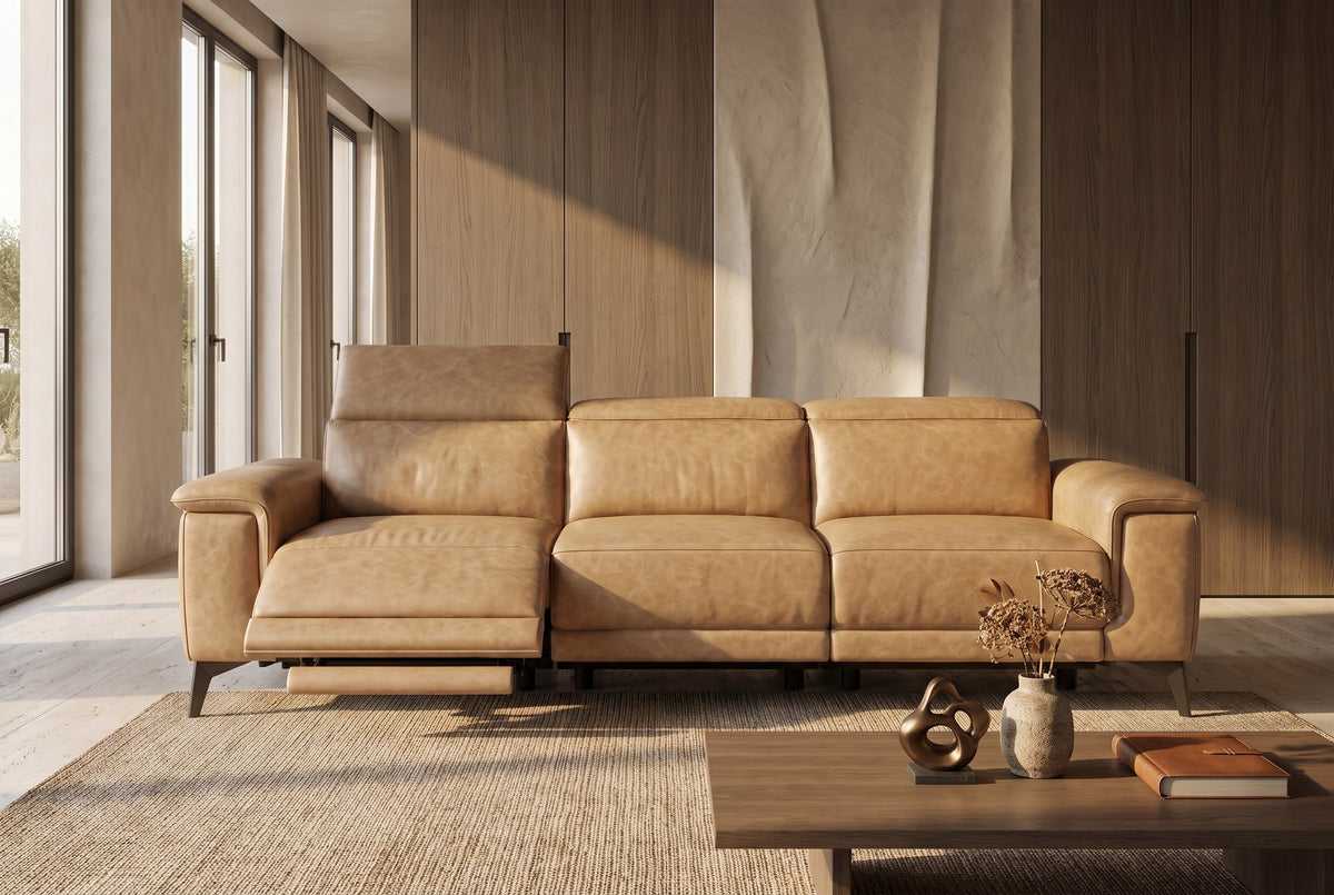 Valencia Pista Distressed Leather Reclining Sofa